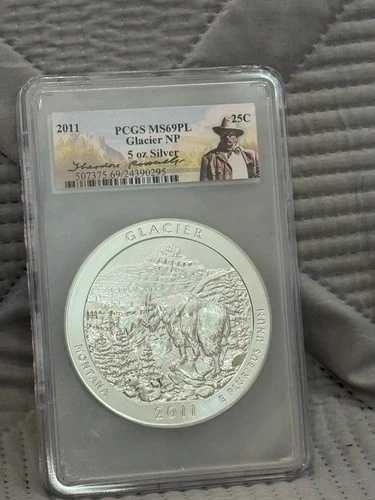 2011年 5オンス シルバー 25セント ATB グレイシャー NP PCGS MS69 PL ルーズベルトラベル