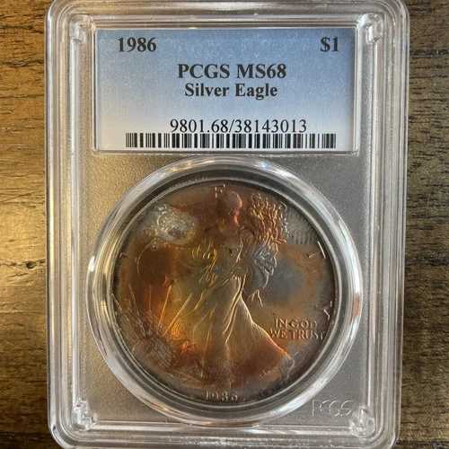 1986年 アメリカン シルバー イーグル PCGS MS68 1年目の鋳造数/美しい色調