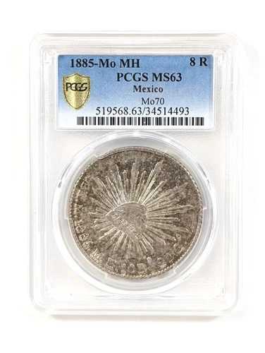 1885-MO MH メキシコシティ 8レアル メキシコ PCGS MS63 トーン ?? POP 14
