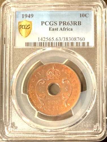 1949年東アフリカ10セント。PCGS PR 63 RB。