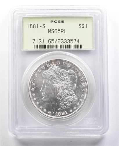 1881-S モルガン銀貨 MS65 PL PCGS OGH *4682