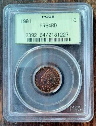 1901年インディアンセントプルーフ64RD Pcgsオールドホルダー