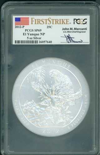 2012-P エル・ユンケ・パーク NP ATB 5オンス シルバー PCGS SP69 ファーストストライク ジョン・マーカンティ