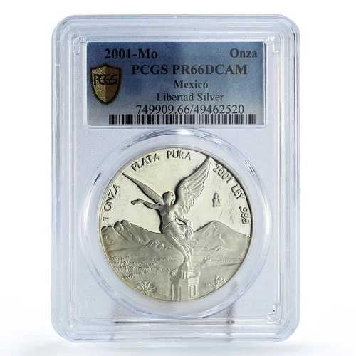 メキシコ 1オンザ・リベルタッド 独立の天使 PR66 PCGS 銀貨 2001年