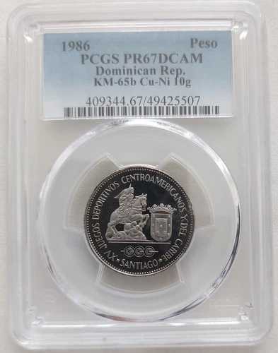 ドミニカ共和国 1ペソ プルーフコイン 1986年 KM#65b GAMES PCGS PR67 トップポップ ??