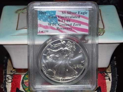2001 *1/150* 1ドル シルバー アメリカンイーグル MS65+ PCGS WTC ワールドトレードセンター 911 149,050円