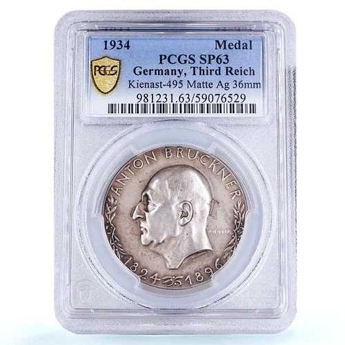ドイツ第三帝国 ブルックナー 作曲家 キーナスト-495 SP 63 PCGS 銀メダル 1934年