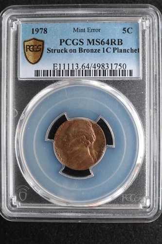 Kappys GH609 1978年 ニッケルストラック 1セントペニープラン チートエラー PCGS MS64 RB-