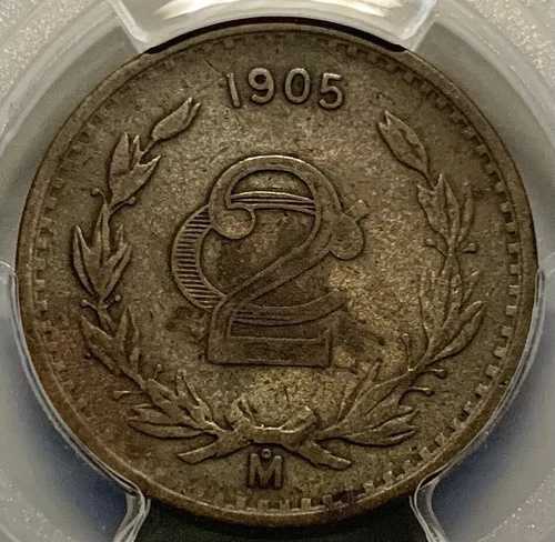 希少 1905年 モナコ メキシコ 2センタボ銅貨 - PCGS VF 35