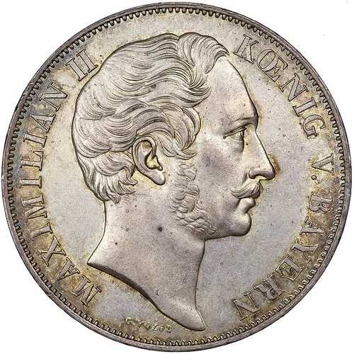 [#137201] バイエルン王国、マクシミリアン2世、2グルデン、1856年、ミュンヘン、シルバー、MS