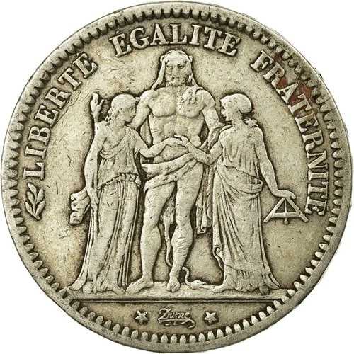 [#58741] コイン、フランス、エルキュール、5フラン、1870年、パリ、EF、銀、ガドゥリー:745｜WORLD RESOURCE【QUEEN店】 82,885円