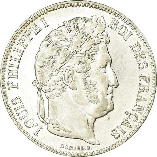 [#485679] コイン、フランス、ルイ フィリップ、5 フラン、1839 年、ボルドー、オーストラリア、シル、ver