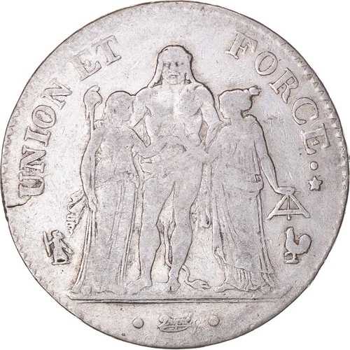 [#1043419] コイン、フランス、ユニオン・エ・フォース、5フラン、AN 7 (1798-1799)、パリ、VF