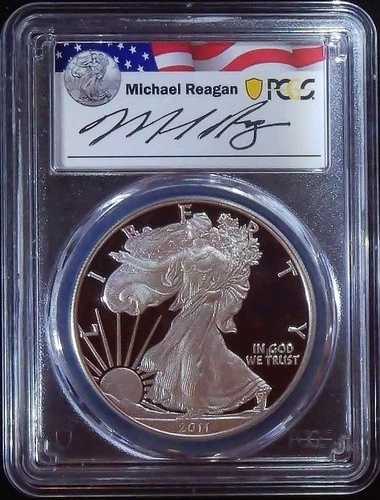 2011年 Wプルーフ シルバーイーグル PCGS PR70 DCAM マイケル・レーガン直筆サイン入り レガシーシリーズ