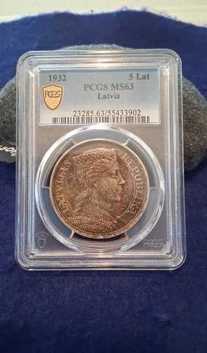 1932 PCGS MS63 ラトビア 5 ラティ (#55433902)