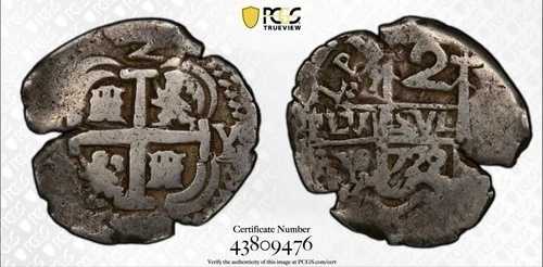 スペイン植民地時代/ポトシ 1722 Y 2R PCGS VF25~フィリップ5世 エルサレム十字架~ZB-11｜WORLD RESOURCE【QUEEN店】