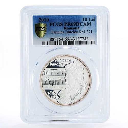 ルーマニア 10レイ ハリクレア・ダルクレー150周年記念 PR69 PCGS 銀貨 2010年