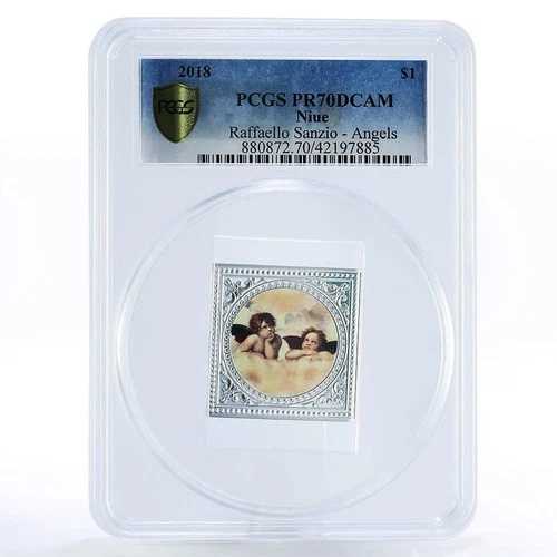 ニウエ 1ドル 人類の守護者 2人の天使 PR70 PCGS 銀貨 2018年