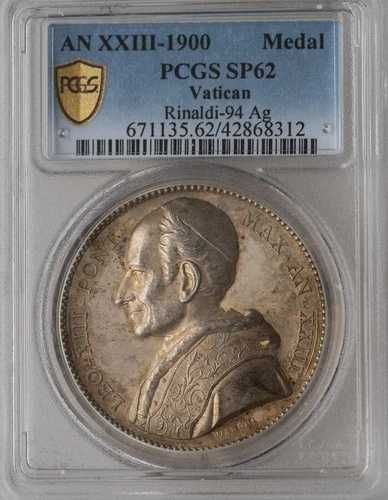 イタリア、教皇領。レオ13世 AN XXIII - 1900年 銀製標本メダル。PCGS SP-62。