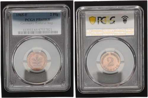 西ドイツ 2 ペニヒ 1965 F PCGS PR65RB プルーフ 103763-