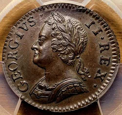 PCGS MS63 BN - 1754年 イギリス植民地時代 ファーシング - 光沢のある美しい品 88,935円
