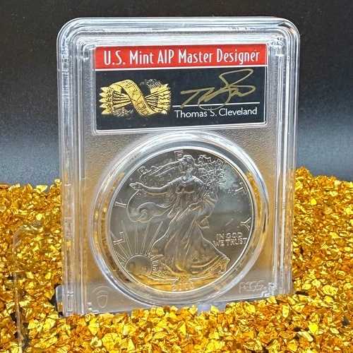 2003年 1ドル シルバーイーグル PCGS MS70 トーマス・クリーブランド サイン入り アローズ ラベル 65枚中1枚 88,935円
