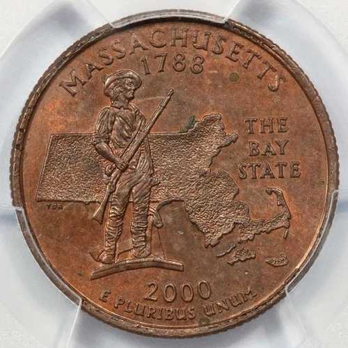 2000年 PCGS MS63 クラッド層欠落 マサチューセッツ クォーター ミントエラー