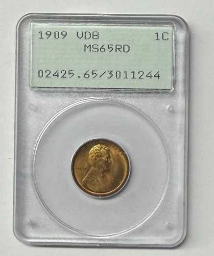 1909-P VDB リンカーン セント PCGS MS65 RD ラトラー ブレイジング フルレッド