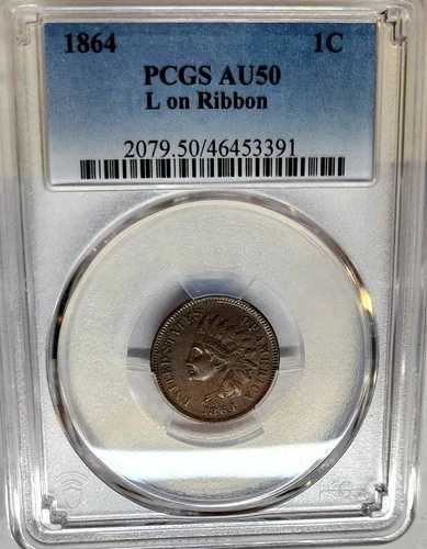 チョイス 1864 インディアンヘッド ペニーセント 1C PCGS AU-50 L リボン付き