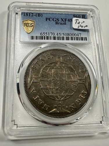 1812-B ブラジル クラウン ~ 960 レイス ~ PCGS XF45 ~ バイア ミント トップポップ 唯一のグレーディング済み!