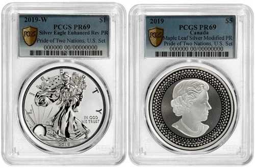 2019 W シルバーイーグル プライド・オブ・ツー・ネイションズ セット PCGS PR69 ゴールドシールド