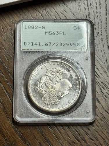 1882年 S モーガン銀貨 PCGS MS63 PL OGH ラトラー 素晴らしいプルーフ ライク (3391)
