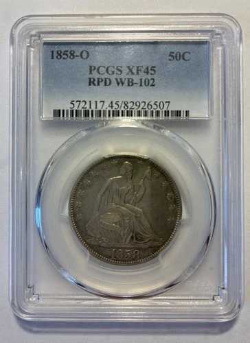 1858-O PCGS XF 45 リバティ・シーテッド・ハーフドル 50セント RPD WB-102 美品コイン 送料無料