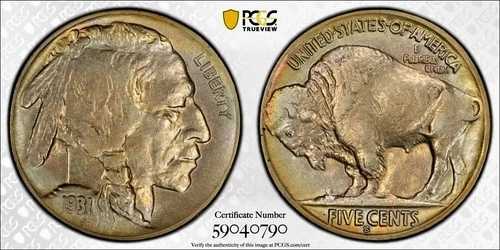 1931-S バッファローニッケル 5C PCGS AU 詳細 DDR FS-801 トーン加工 トゥルービュー (N88)