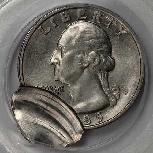 1985年 PCGS MS62 ダブルストラック セカンドストライク 85%オフ センタークォーター ミントエラー