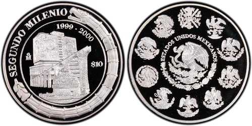 1999-2000 PCGS PR69 DCAM |メキシコ - ミレニアム - 10 ペソ コイン #33846P