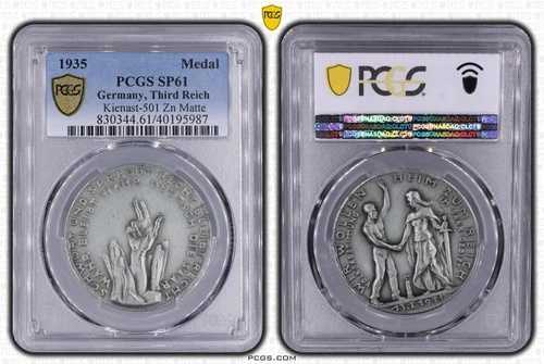 ドイツ第三帝国ザール地方解放亜鉛メダル 1935年 PCGS SP61