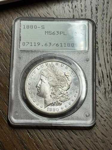 1880年 S モーガン銀貨 PCGS MS63 PL OGH ラトラー 素晴らしいプルーフ ライク (3392)