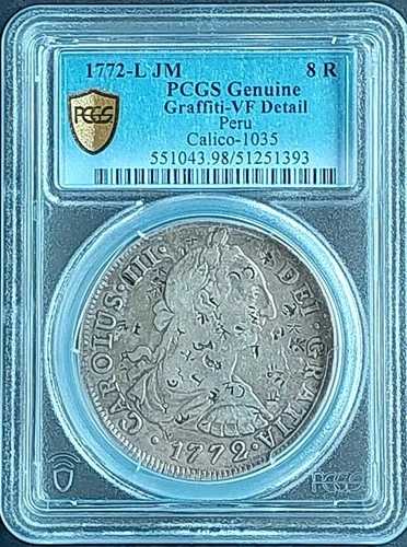 1772 L JM ペルー 8 レアル、PCGS VF 詳細、美しい銀貨 #1984