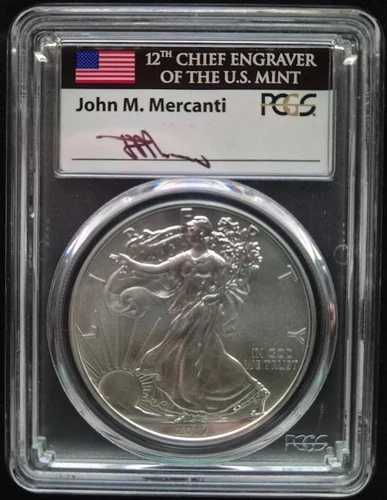 2017-W PCGS SP70 バーニッシュドシルバー イーグル メルカンティ サイン入り FDOI。1000枚中1枚目