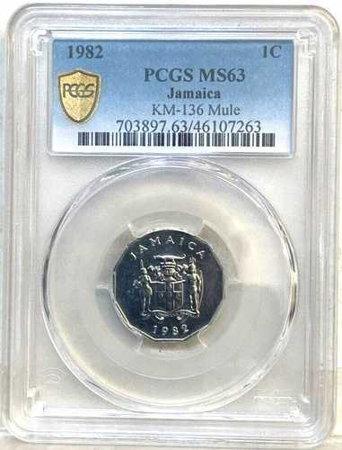 ジャマイカ 1982年 1セントミュール 1枚、表裏2面、PCGS MS63 GEM