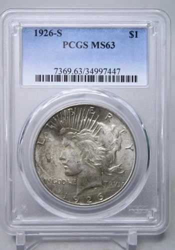 1926-S ピースシルバードル PCGS MS63 997447 シリアル MS 63 スラブ Gen 6.0 ホルダー｜WORLD RESOURCE【QUEEN店】
