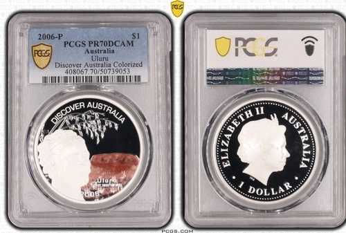 2006年 パースミント ディスカバー オーストラリア ウルル カラー 1オンス シルバー PCGS PR70DCAM 110,000円