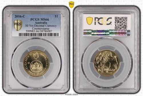 2016年 1ドル 10進法移行50周年記念 Cカウンタースタンプコイン PCGS MS66