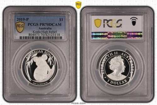 2019年 オーストラリア コアラ 1オンス ハイリリーフ銀貨 PCGS PR70DCAM