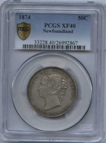 1874年ニューファンドランド50セント - PGCS XF40. A2