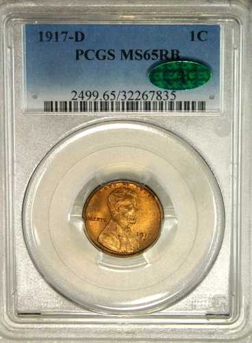 1917-D リンカーン セント PCGS MS65RB CAC レッドラスター多数 プレミアム品質 #C287｜WORLD RESOURCE【QUEEN店】