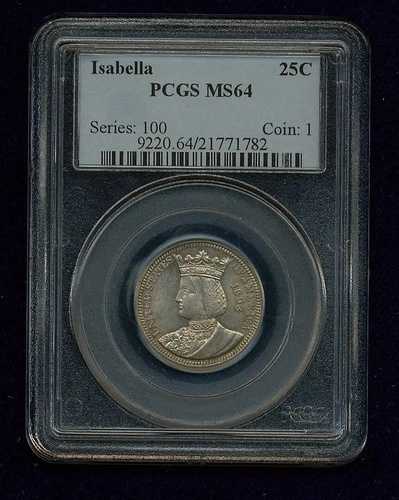 1893年製 イザベラ 25セント 銀貨 未流通 1ドル硬貨 PCGS認定 MS64｜WORLD RESOURCE【QUEEN店】
