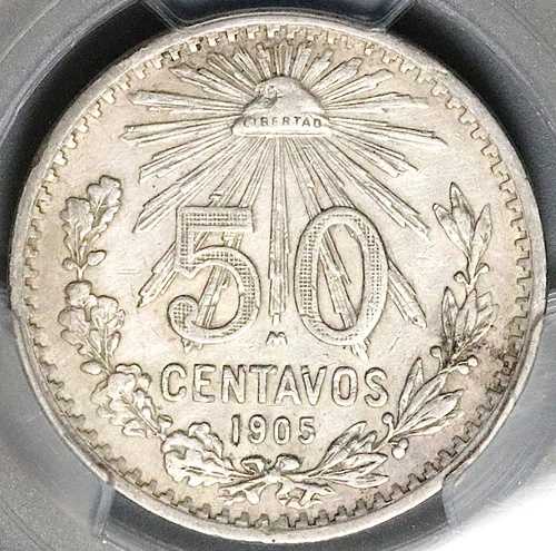 1905年 PCGS AU メキシコ 50センタボ 9オーバーインバーテッド 9エラー銀貨 (25062204C)|WORLD RESOURCE【QUEEN店】