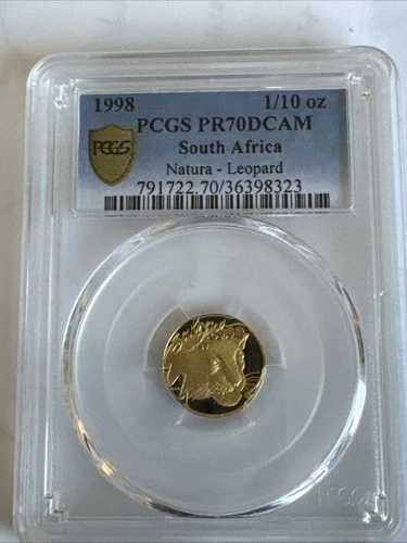 1998年 南アフリカ ナチュラ レオパード 1/10オンス 金貨 PCGS PR70DCAM 希少｜WORLD RESOURCE【QUEEN店】